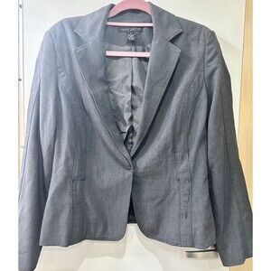 Larry Levine Stretch Sz 10 Blazer Jacket Long‎ Sleeve Gray